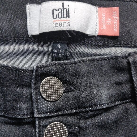 Cabi Black Button Fly Straight Jeans SIZE 4 - Picture 6 of 7